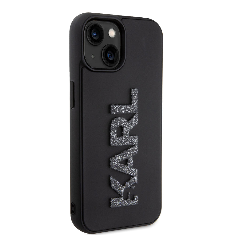 Futrola za Apple iPhone 15 Plus, Karl Lagerfeld, 3D Rubber Glitter Logo, Crna