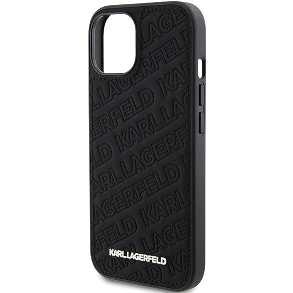 Futrola za Apple iPhone 15 Plus, Karl Lagerfeld, Diagonal Quilted K Pattern, Crna
