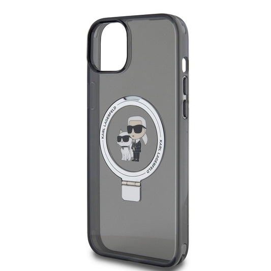 Futrola za Apple iPhone 15 Plus, Karl Lagerfeld, Ringstand Karl & Choupette, Crna