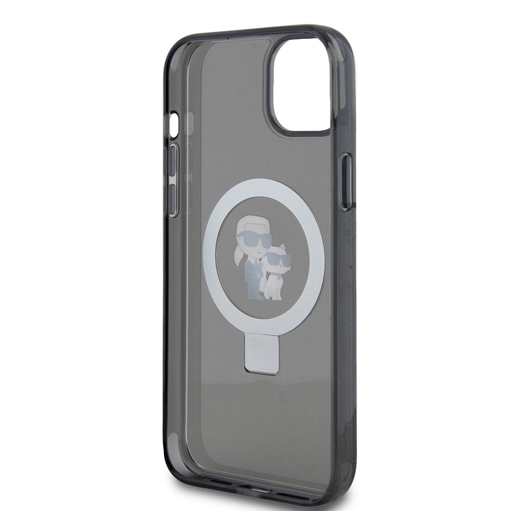 Futrola za Apple iPhone 15 Plus, Karl Lagerfeld, Ringstand Karl & Choupette, Crna