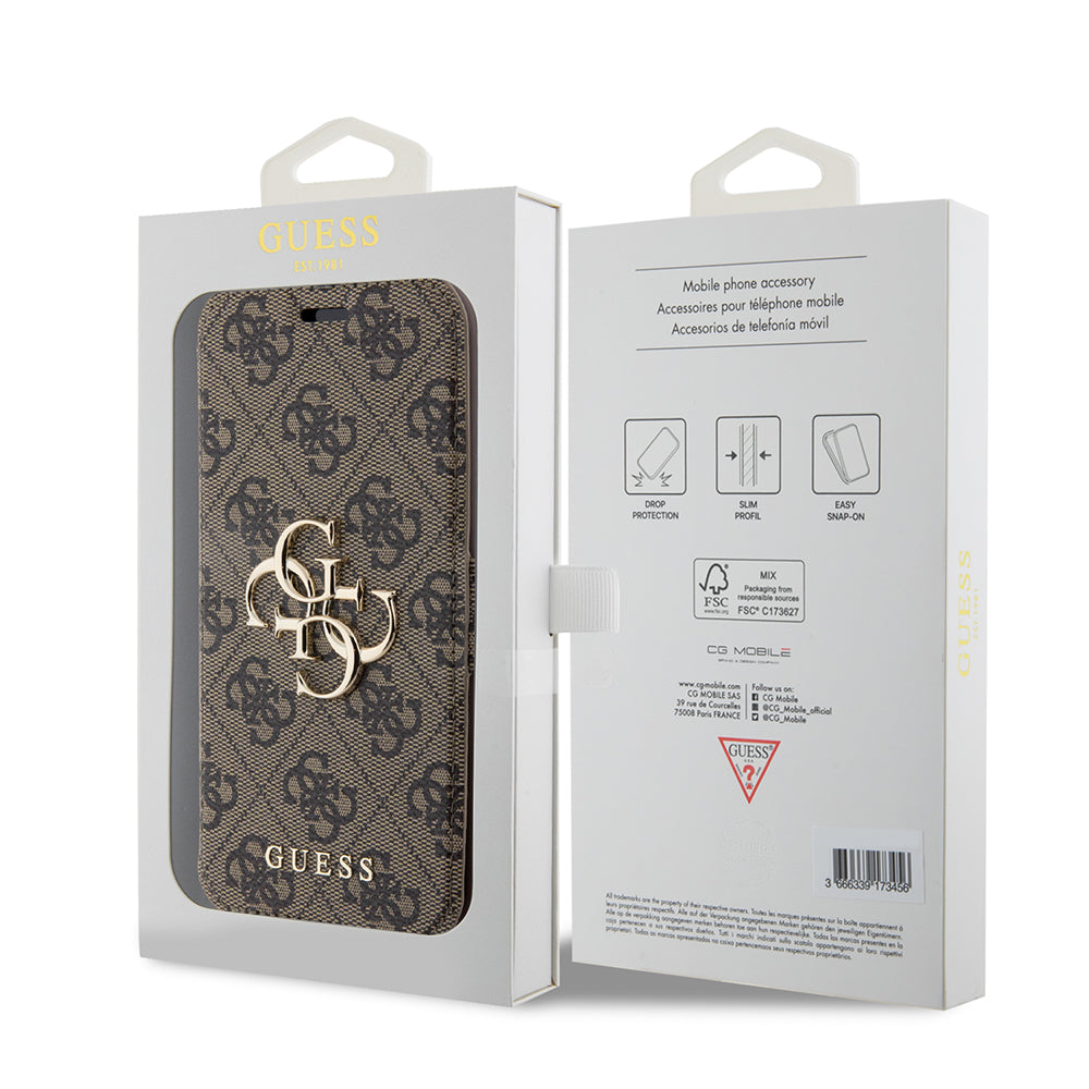 Futrola za Apple iPhone 15 Pro, Guess, 4G Book, Smeđa