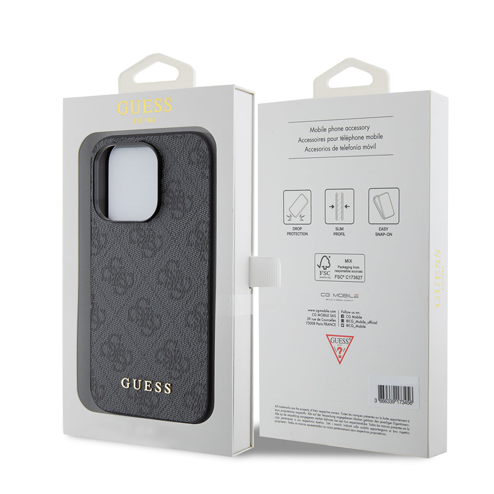 Futrola za Apple iPhone 15 Pro, Guess, 4G Metal Gold Logo, Siva