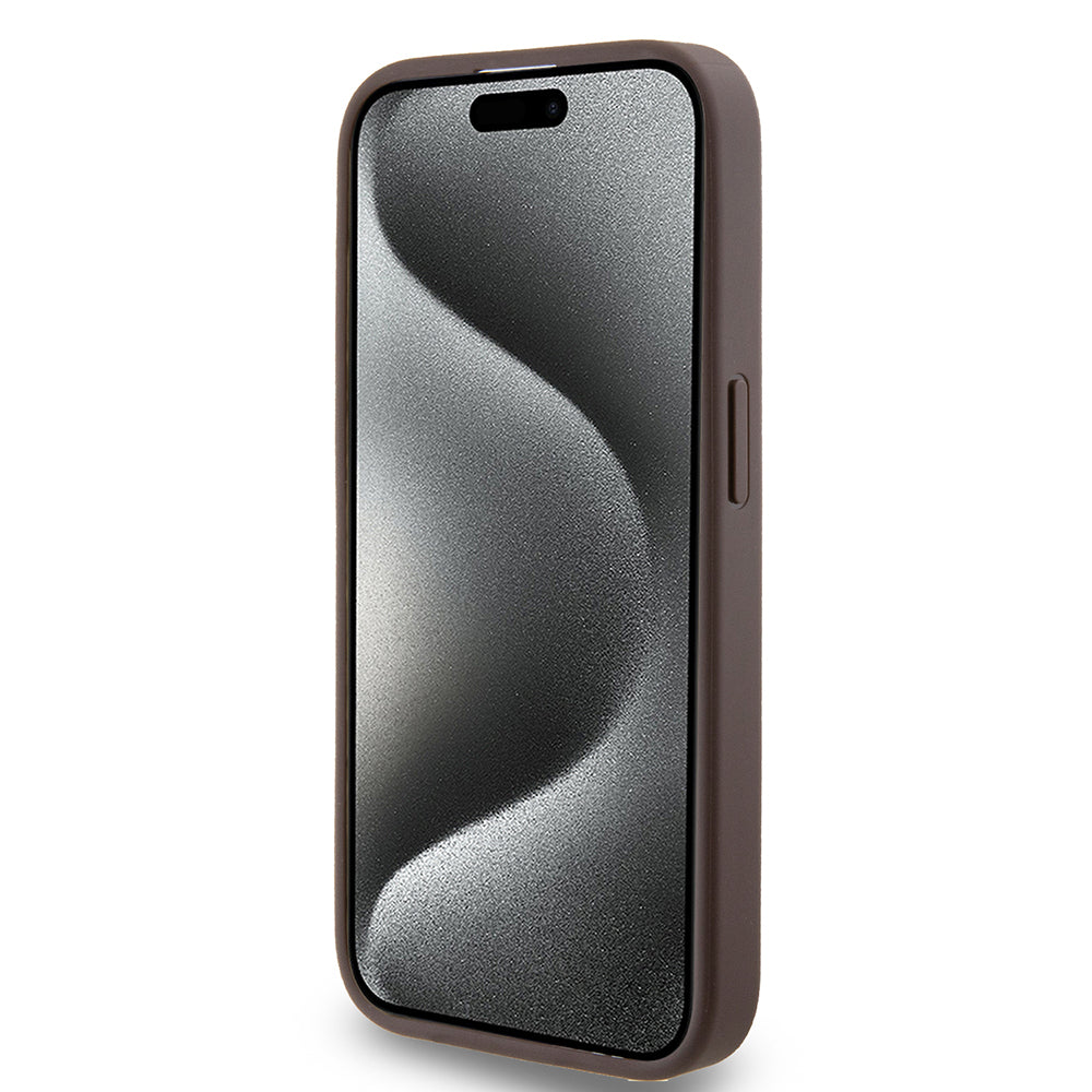 Futrola za Apple iPhone 15 Pro, Guess, 4G Metal Gold Logo, Smeđa