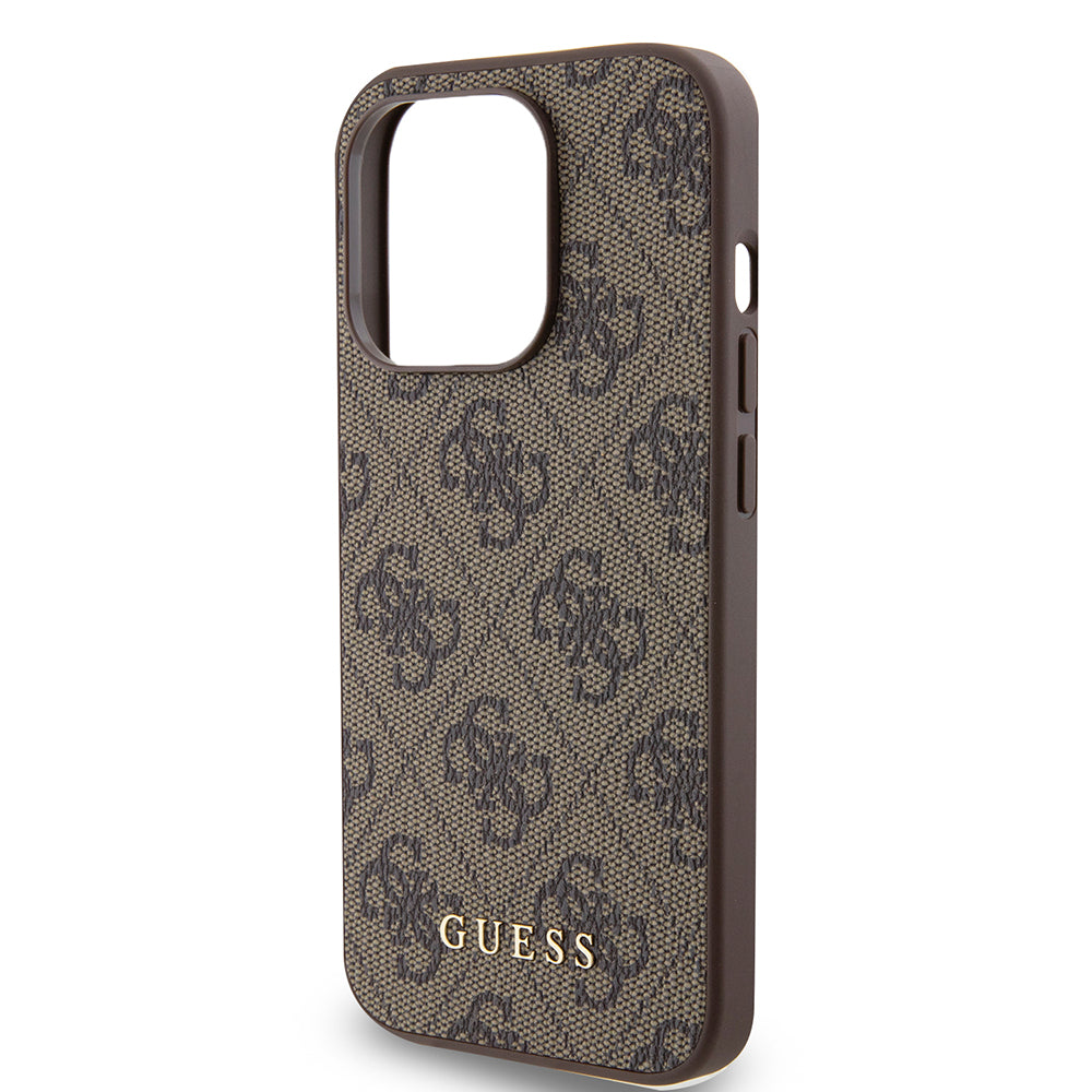 Futrola za Apple iPhone 15 Pro, Guess, 4G Metal Gold Logo, Smeđa
