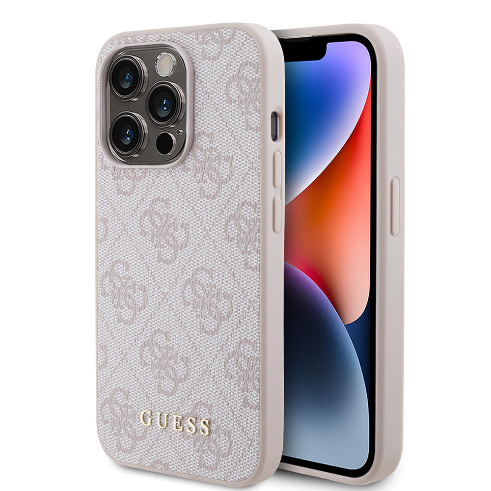 Futrola za Apple iPhone 15 Pro, Guess, 4G Metal Gold Logo, Roza