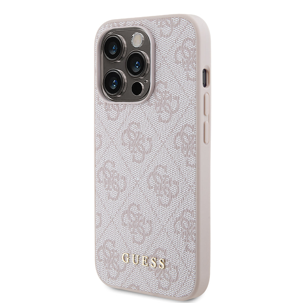 Futrola za Apple iPhone 15 Pro, Guess, 4G Metal Gold Logo, Roza