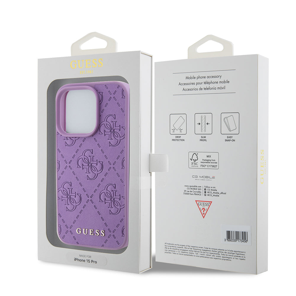 Futrola za Apple iPhone 15 Pro, Guess, 4G Stamped, Svijetlo Ljubičasta