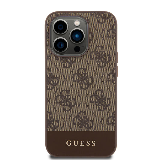 Futrola za Apple iPhone 15 Pro, Guess, 4G Stripe, Smeđa