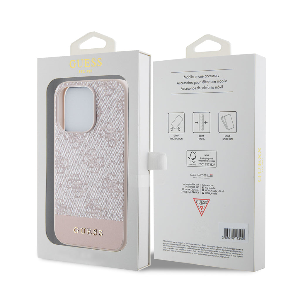 Futrola za Apple iPhone 15 Pro, Guess, 4G Stripe, Roza
