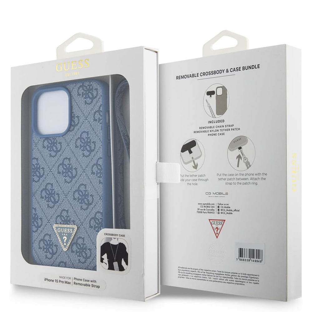 Futrola za Apple iPhone 15 Pro, Guess, Crossbody 4G Metal Logo, Plava