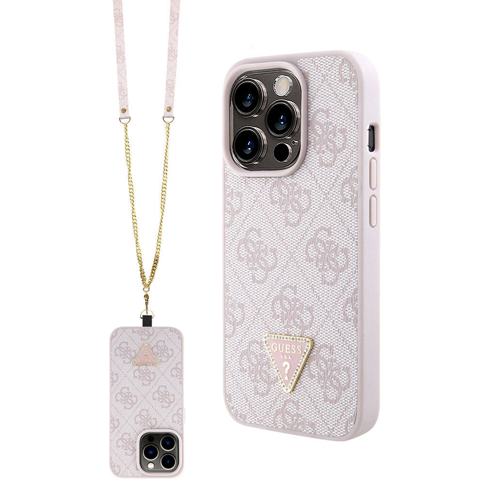 Futrola za Apple iPhone 15 Pro, Guess, Crossbody 4G Metal Logo, Roza
