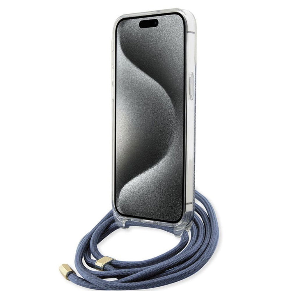 Futrola za Apple iPhone 15 Pro, Guess, Crossbody Cord 4G Print, Plava