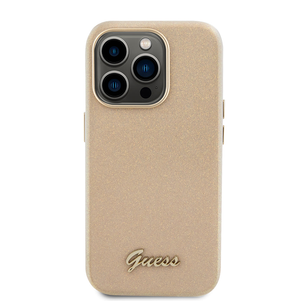Futrola za Apple iPhone 15 Pro, Guess, Glitter Glossy Script, Bež