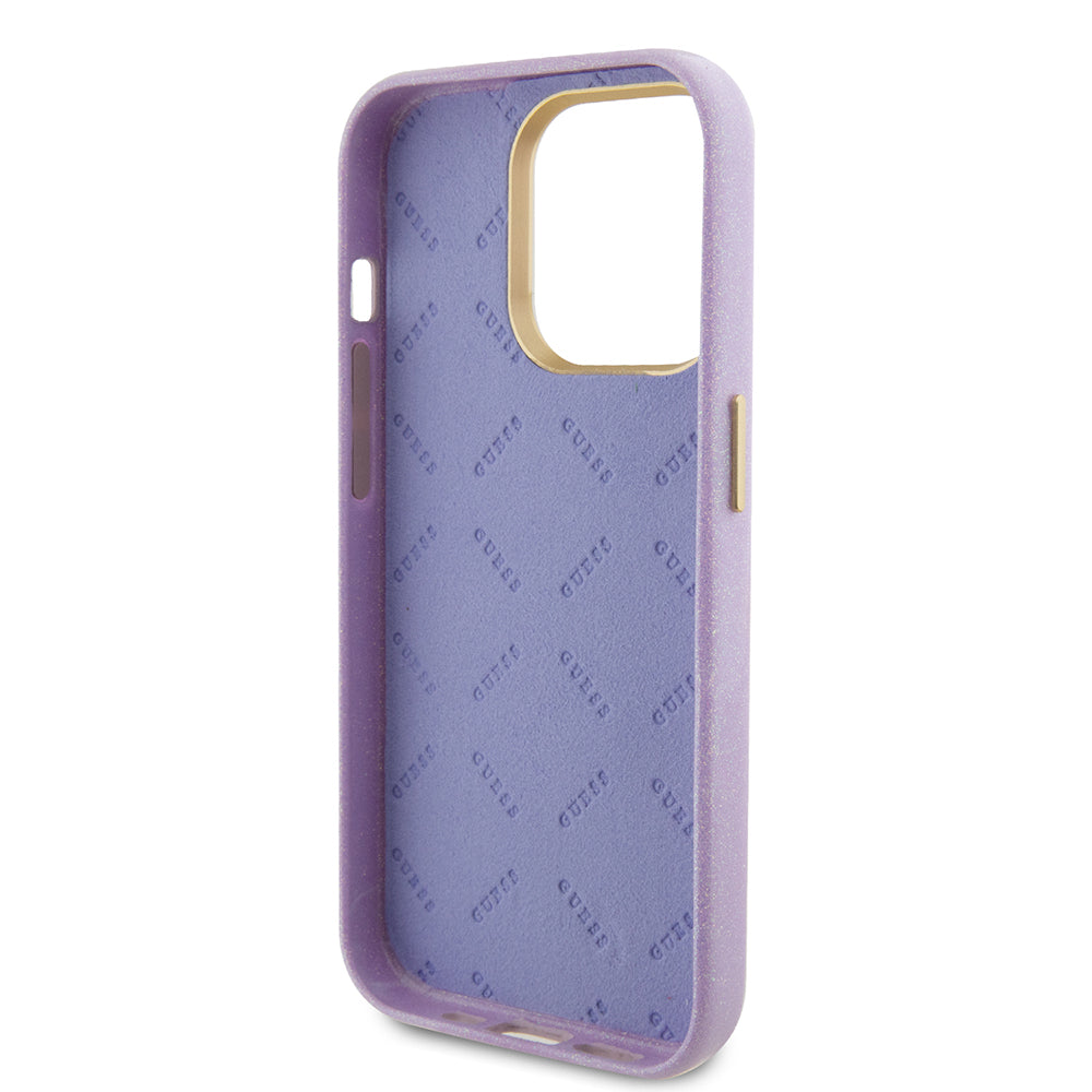 Futrola za Apple iPhone 15 Pro, Guess, Glitter Glossy Script, Svijetlo Ljubičasta
