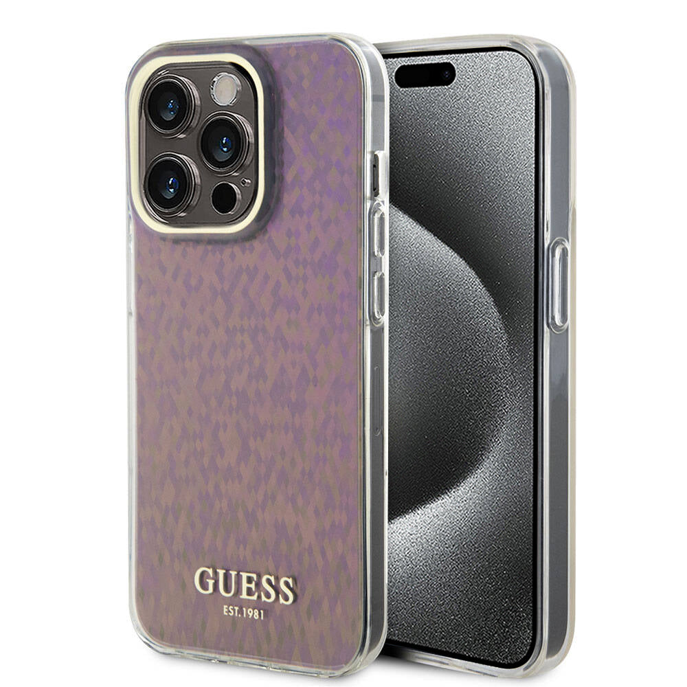 Futrola za Apple iPhone 15 Pro, Guess, IML Faceted Mirror Disco Iridescent, Roza