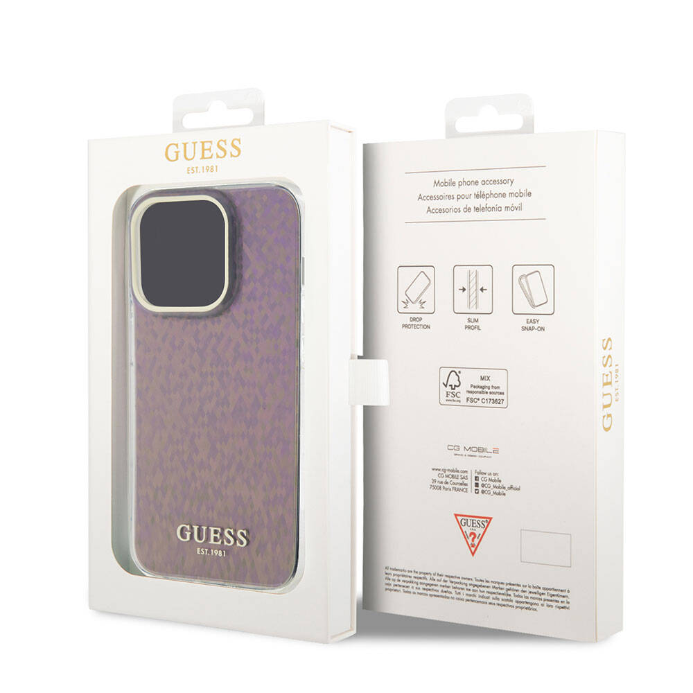 Futrola za Apple iPhone 15 Pro, Guess, IML Faceted Mirror Disco Iridescent, Roza