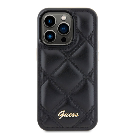 Futrola za Apple iPhone 15 Pro, Guess, Quilted Metal Logo, Crna