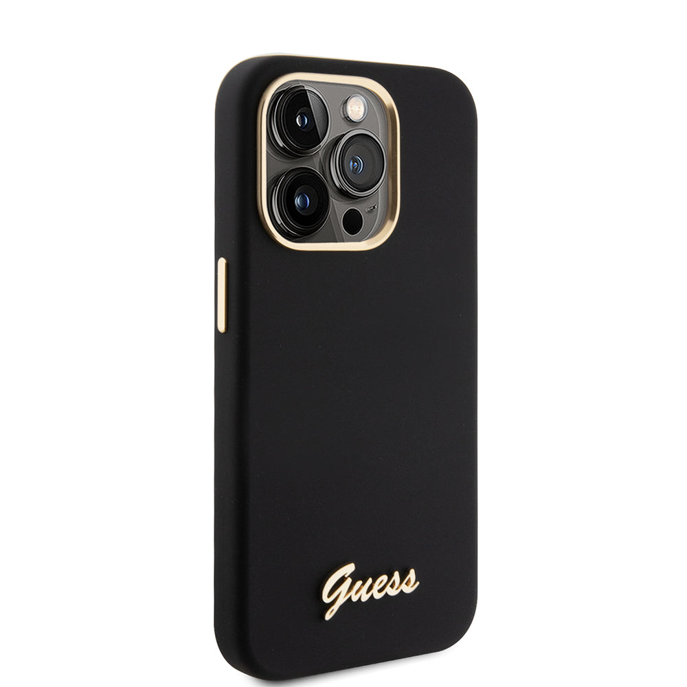 Futrola za Apple iPhone 15 Pro, Guess, Script Metal Logo & Frame, Crna