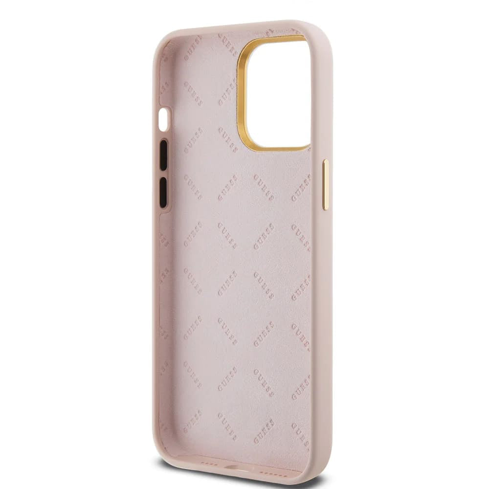 Futrola za Apple iPhone 15 Pro, Guess, Script Metal Logo & Frame, Svijetlo roza