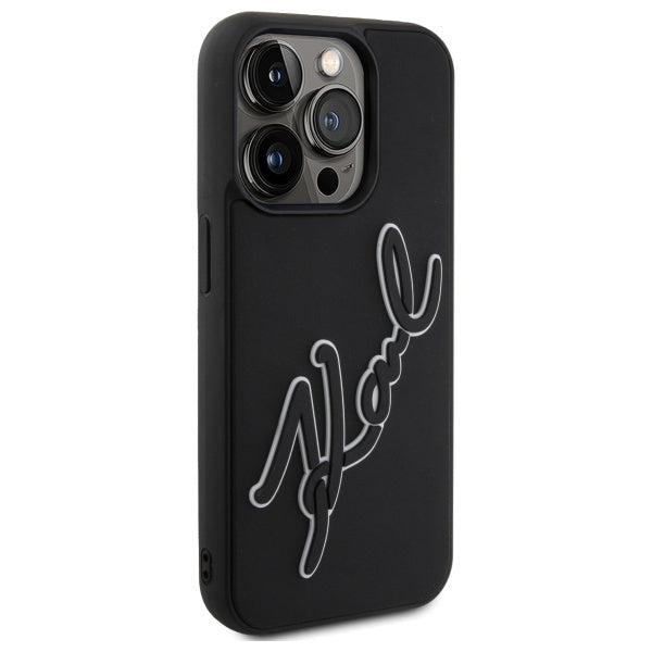 Futrola za Apple iPhone 15 Pro, Karl Lagerfeld, 3D Rubber Signature, Crna