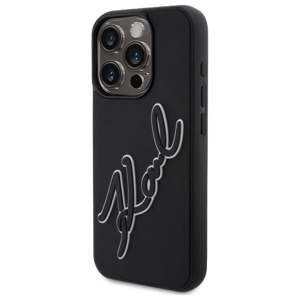 Futrola za Apple iPhone 15 Pro, Karl Lagerfeld, 3D Rubber Signature, Crna