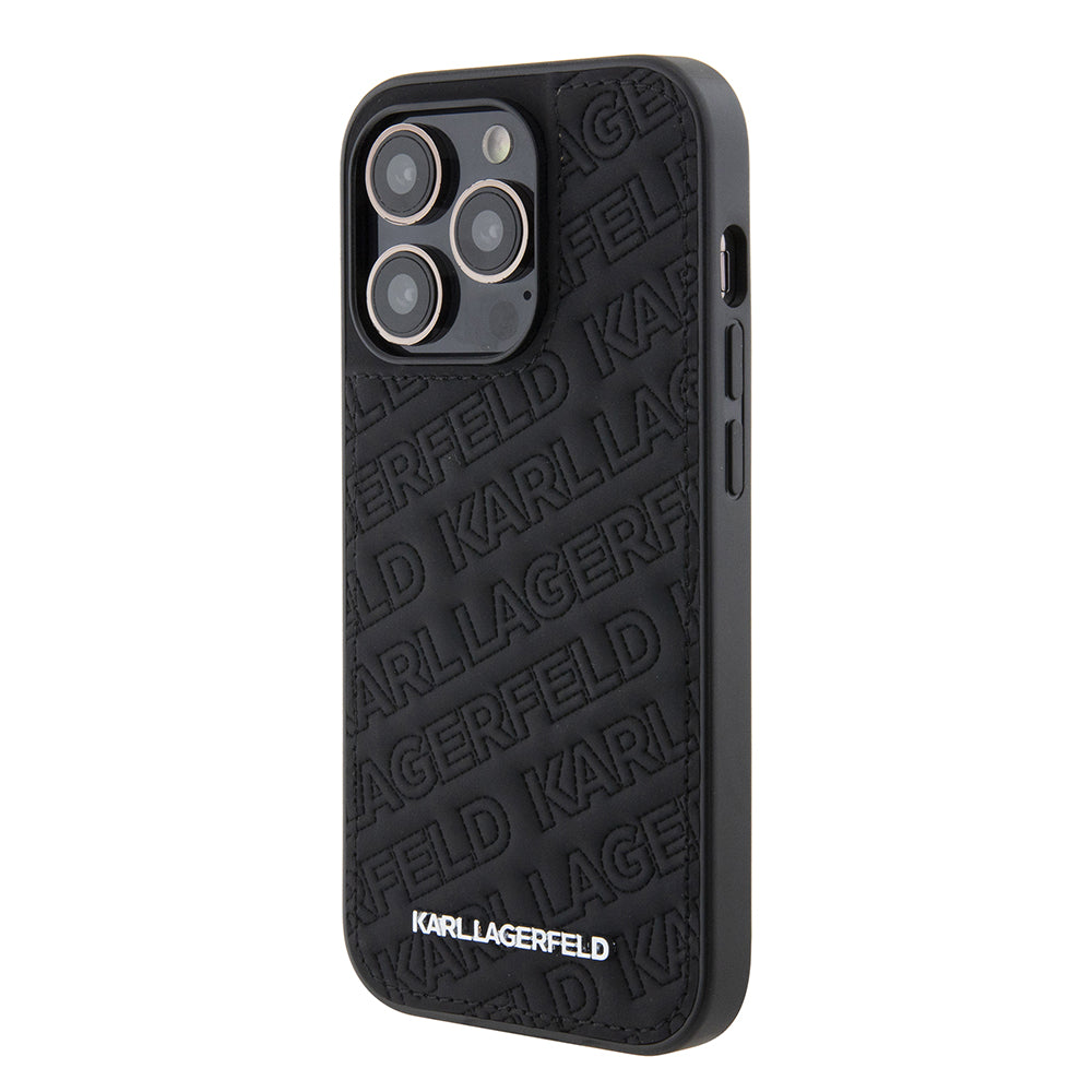 Futrola za Apple iPhone 15 Pro, Karl Lagerfeld, Diagonal Quilted K uzorak, Crna