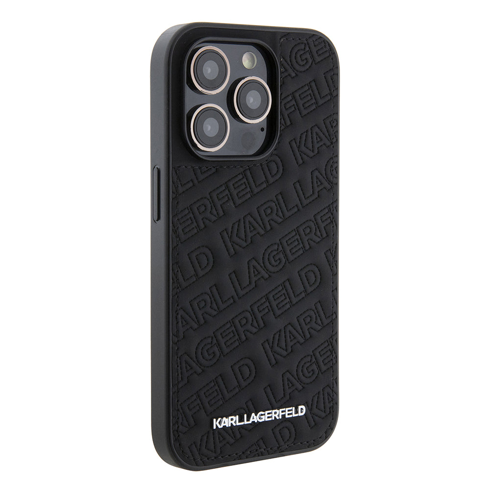 Futrola za Apple iPhone 15 Pro, Karl Lagerfeld, Diagonal Quilted K uzorak, Crna