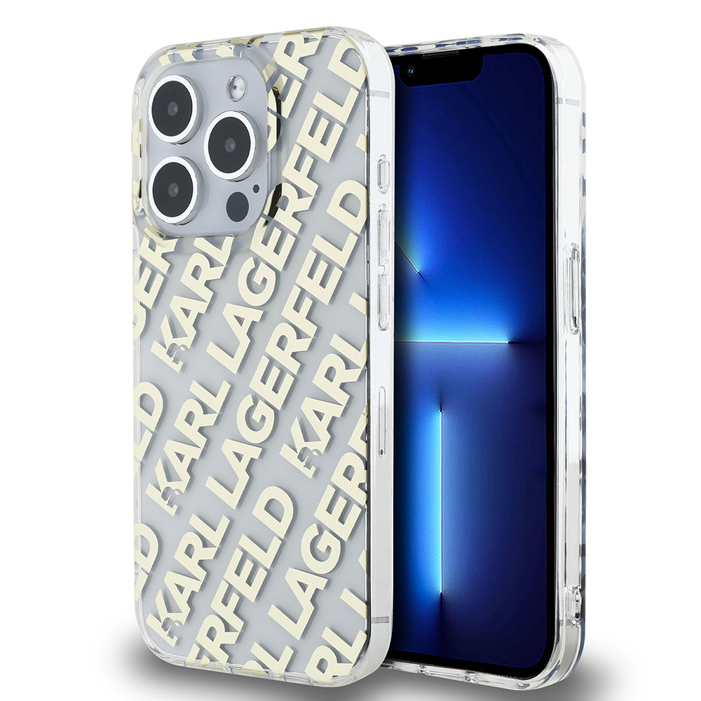 Futrola za Apple iPhone 15 Pro, Karl Lagerfeld, IML Luxury Monogram KL uzorak sa remenom, Crna