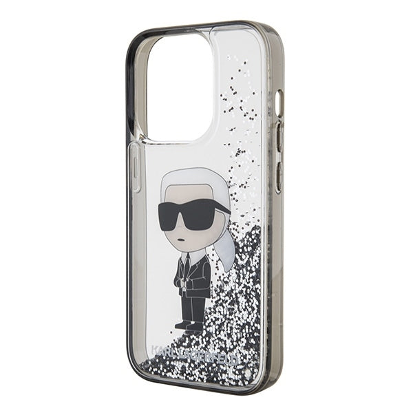 Futrola za Apple iPhone 15 Pro, Karl Lagerfeld, Liquid Glitter Ikonik Karl, Prozirna