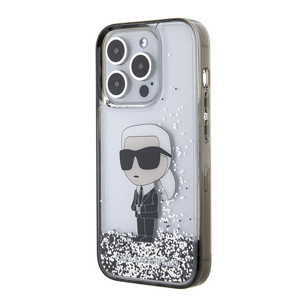 Futrola za Apple iPhone 15 Pro, Karl Lagerfeld, Liquid Glitter Ikonik Karl, Prozirna