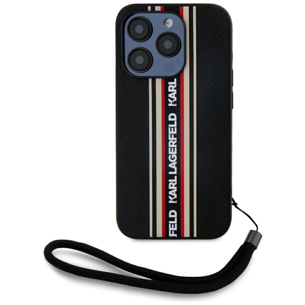 Futrola za Apple iPhone 15 Pro, Karl Lagerfeld, Saffiano Athleisure Stripes with Strap, Rosie