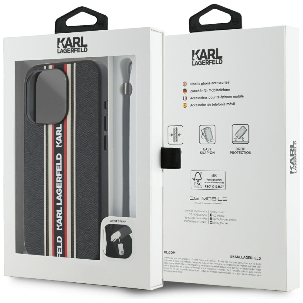Futrola za Apple iPhone 15 Pro, Karl Lagerfeld, Saffiano Athleisure Stripes with Strap, Rosie