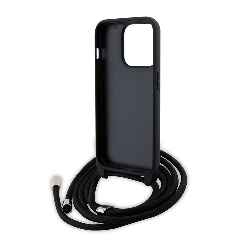 Futrola za Apple iPhone 15 Pro, Karl Lagerfeld, Saffiano Crossbody Metal Pin Karl & Choupette, Crna