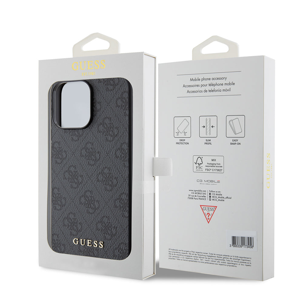 Futrola za Apple iPhone 15 Pro Max, Guess, 4G Metal Gold Logo, Siva