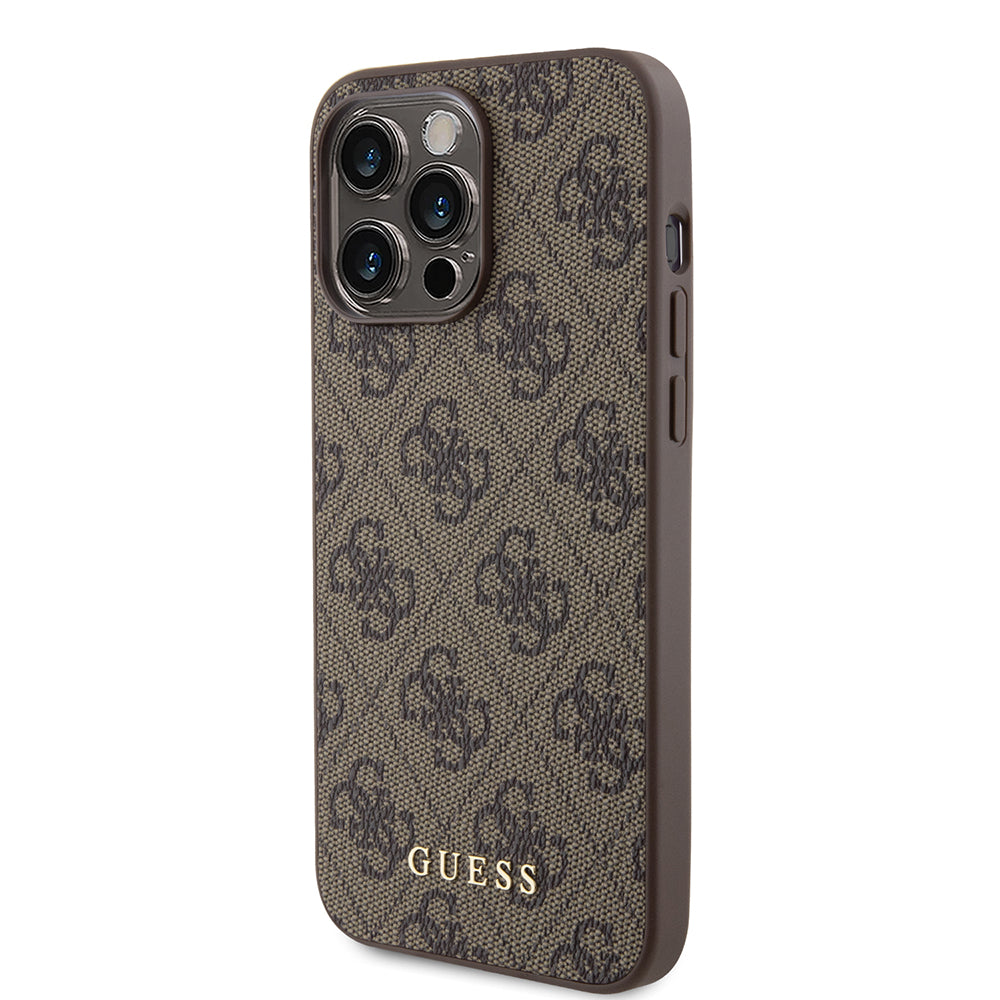 Futrola za Apple iPhone 15 Pro Max, Guess, 4G Metal Gold Logo, Smeđa