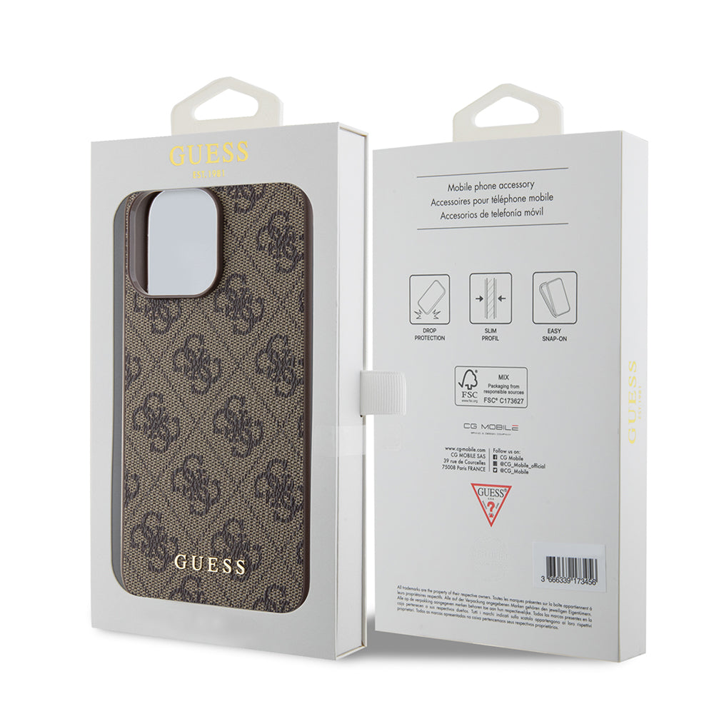 Futrola za Apple iPhone 15 Pro Max, Guess, 4G Metal Gold Logo, Smeđa