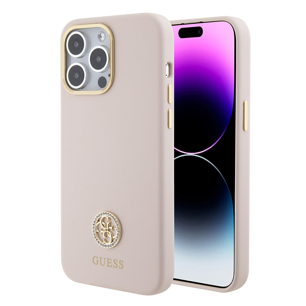 Futrola za Apple iPhone 15 Pro Max, Guess, 4G Strass Metal Logo, Roza