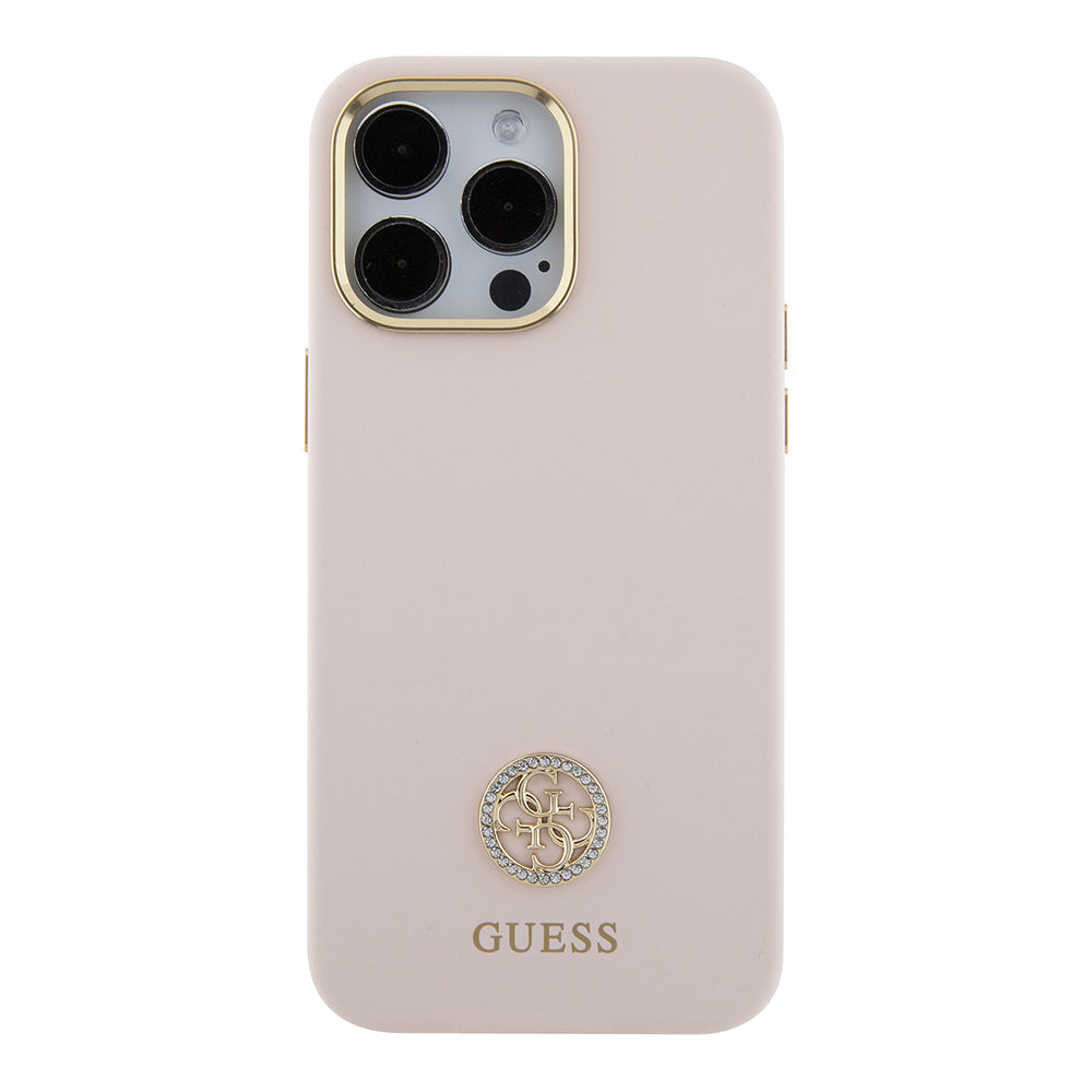 Futrola za Apple iPhone 15 Pro Max, Guess, 4G Strass Metal Logo, Roza