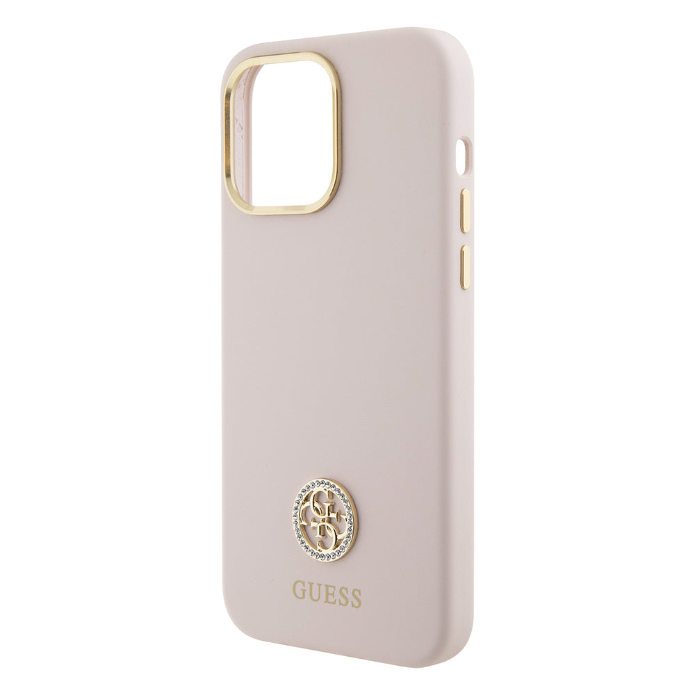 Futrola za Apple iPhone 15 Pro Max, Guess, 4G Strass Metal Logo, Roza