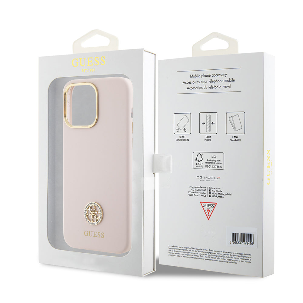 Futrola za Apple iPhone 15 Pro Max, Guess, 4G Strass Metal Logo, Roza