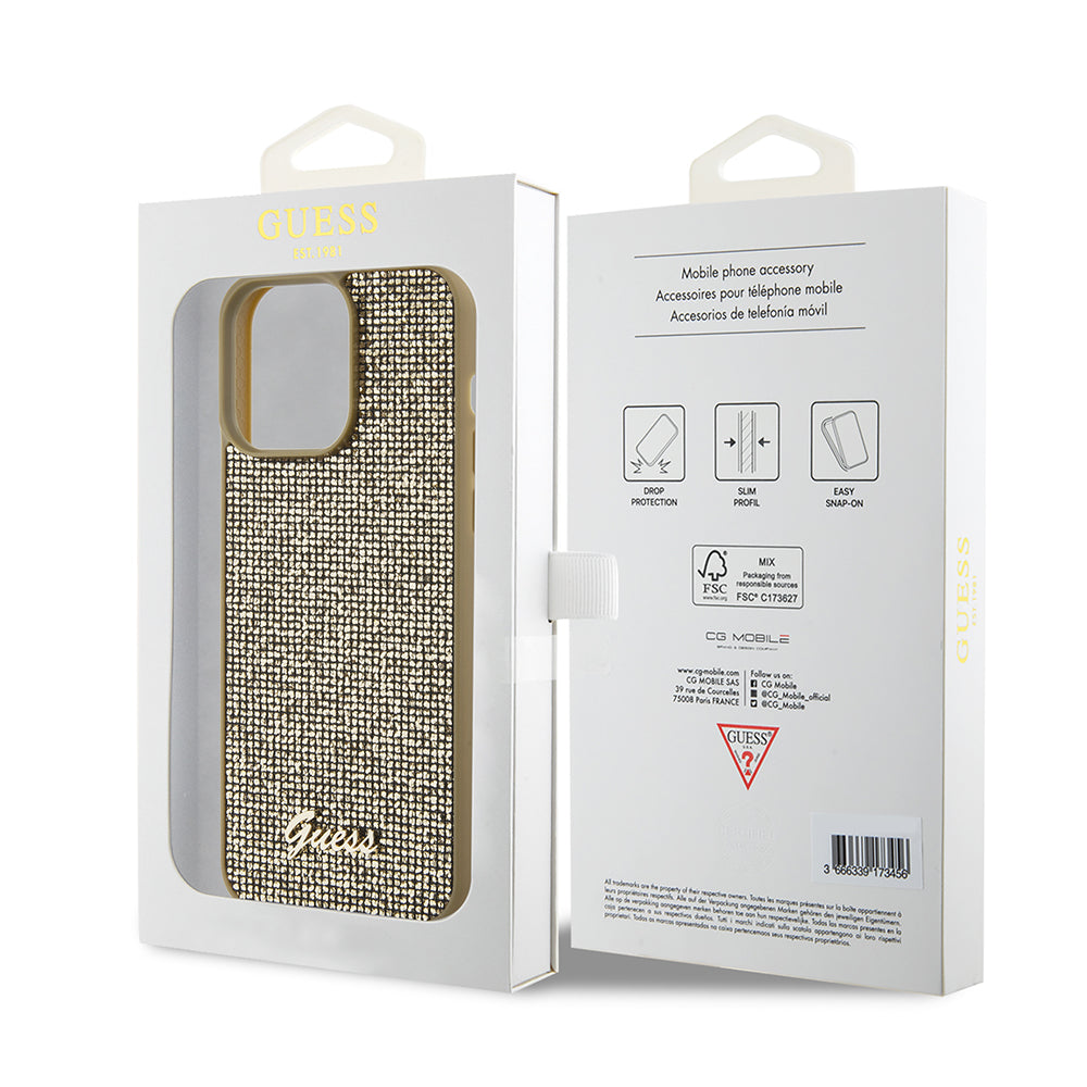 Futrola za Apple iPhone 15 Pro Max, Guess, Disco Metal Script, Zlatna