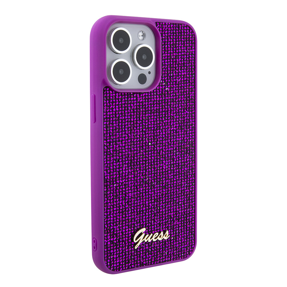 Futrola za Apple iPhone 15 Pro Max, Guess, Disco Metal Script, Fuksija