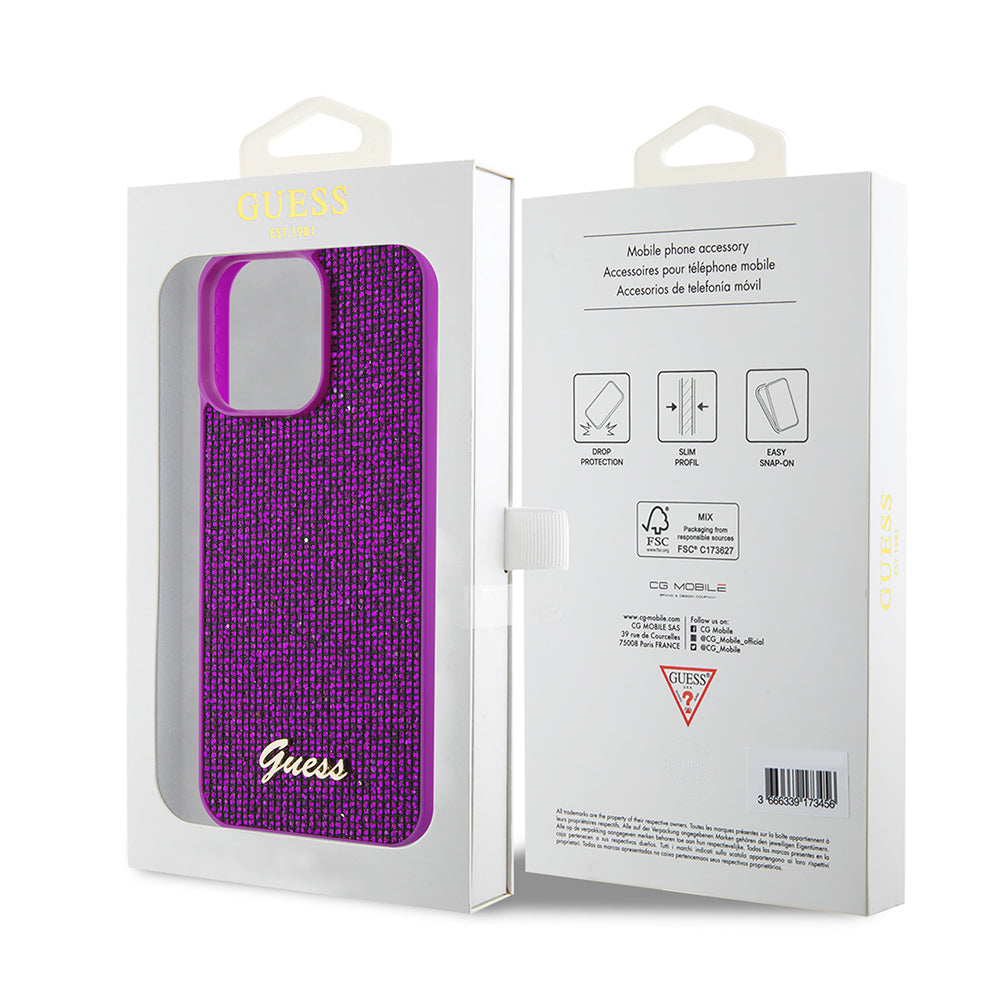 Futrola za Apple iPhone 15 Pro Max, Guess, Disco Metal Script, Fuksija