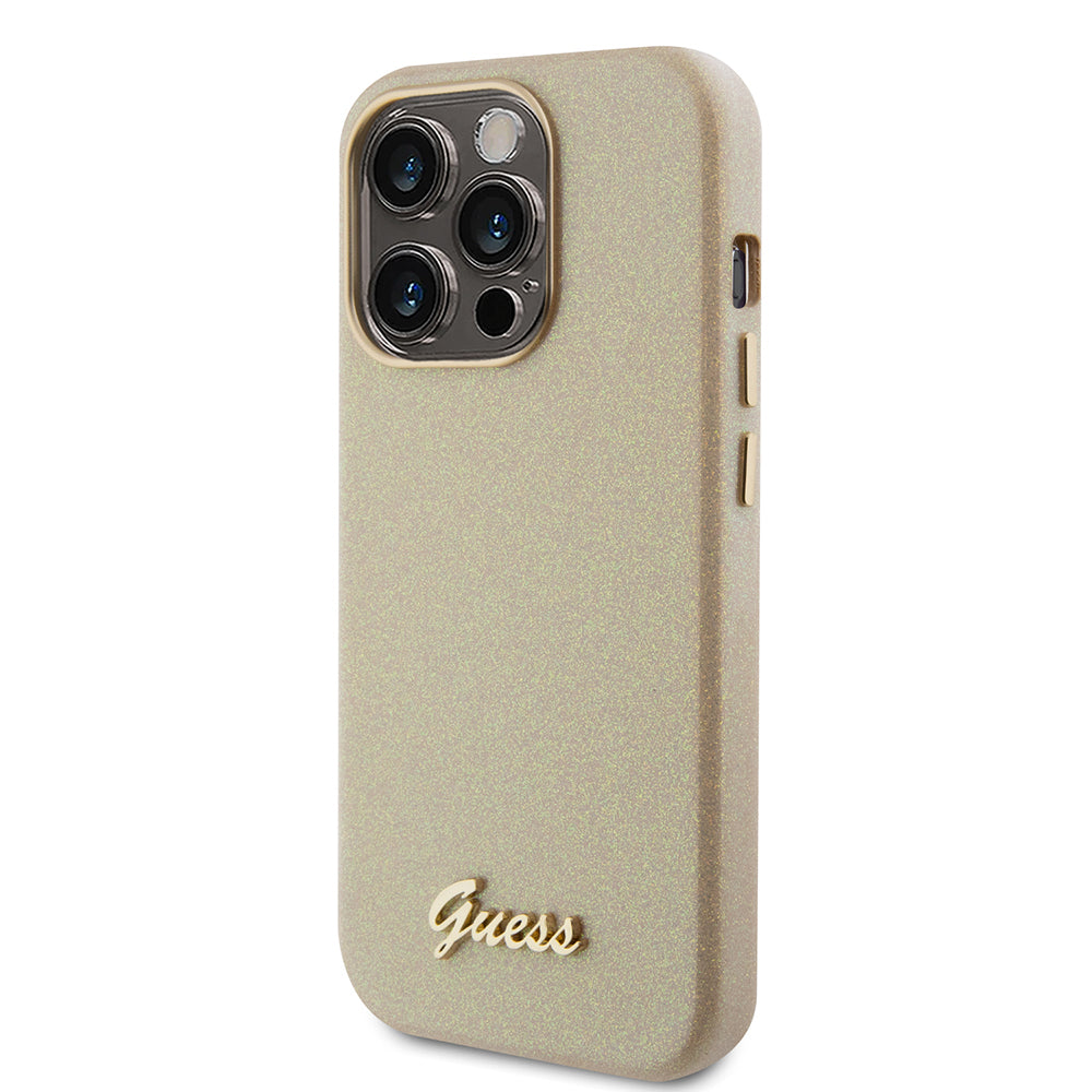 Futrola za Apple iPhone 15 Pro Max, Guess, Glitter Glossy Script, Bež