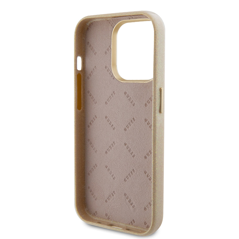 Futrola za Apple iPhone 15 Pro Max, Guess, Glitter Glossy Script, Bež