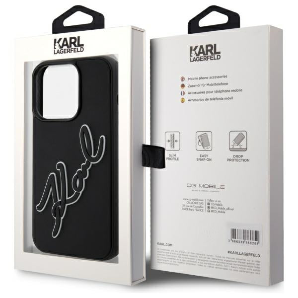 Futrola za Apple iPhone 15 Pro Max, Karl Lagerfeld, 3D Rubber Signature, Crna
