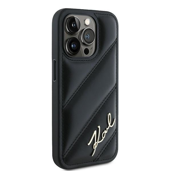 Futrola za Apple iPhone 15 Pro Max, Karl Lagerfeld, Diagonal Quilted Script, Crna