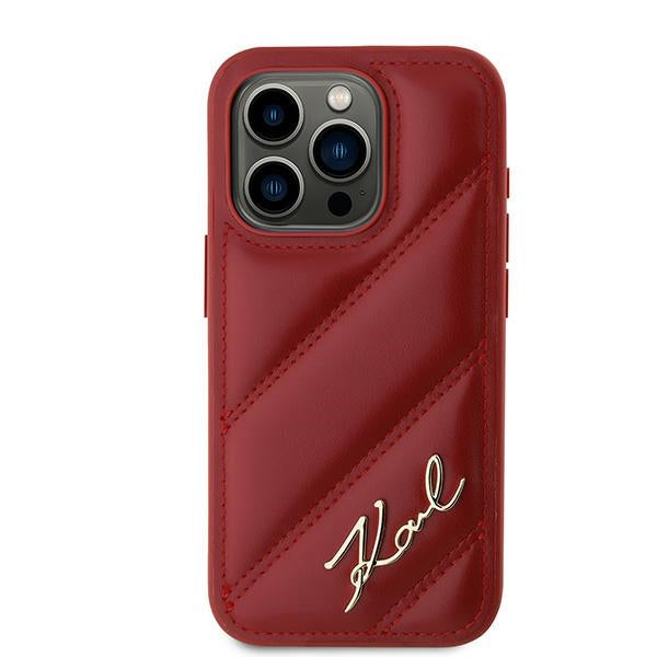 Futrola za Apple iPhone 15 Pro Max, Karl Lagerfeld, Diagonal Quilted Script, Crvena