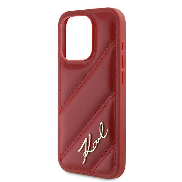 Futrola za Apple iPhone 15 Pro Max, Karl Lagerfeld, Diagonal Quilted Script, Crvena