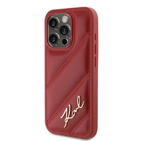Futrola za Apple iPhone 15 Pro Max, Karl Lagerfeld, Diagonal Quilted Script, Crvena